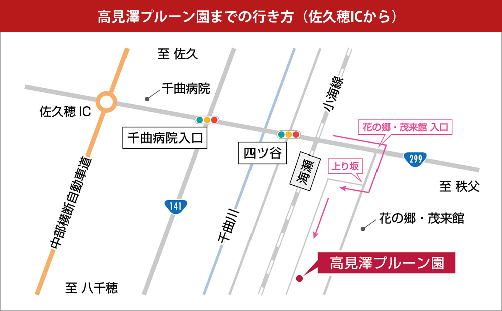 高見澤プルーン園までの行き方（佐久穂ICから）